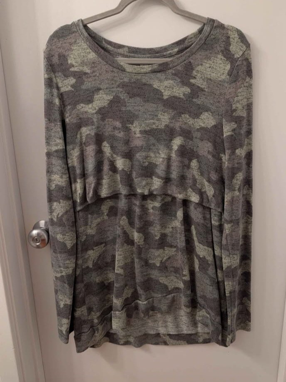 Latched Mama Gray & Green Camo Nursing Long Sleeve Top